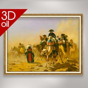 Napoleón Bonaparte y su Estado Mayor en Egipto por Jean Leon Gerome / Impresión en lienzo al óleo 3D de calidad de museo de una pintura de un artista famoso