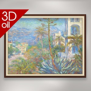 Claude Monet - Villas at Bordighera | Museum Quality 3D Oil Canvas Print of Famous Artist Painting