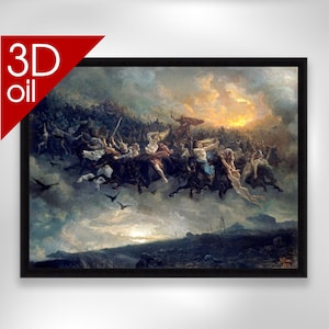 Peter Nicolai Arbo - La caza salvaje de Odin  | Museum Quality 3D Oil Canvas Print of Famous Artist Painting