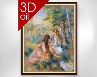 In the Meadow - Auguste Renoir | Museum Quality 3D Oil Canvas Print of Famous Artist Painting