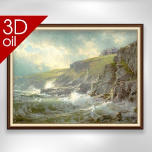 William Trost Richards - View of the Artists Home Graycliff Newport Rhode Island | Museum Quality 3D Canvas Print of Famous Artist Painting