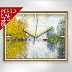 Decorative Wall Clock Rectangle Wall Clock Art Deco Unique Wall Clock Stylish Office Custom Painting Wall Clock Autumn at Sena  Claude Monet