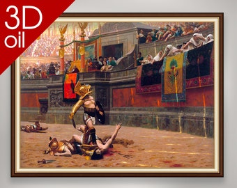 Jean Leon Gerome - Pollice Verso Gladiator at the Colosseum Arena | Museum Quality 3D Oil Canvas Print of Famous Artist Painting