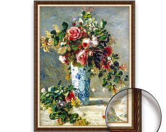 ピエール＝オーギュスト・ルノワール - デルフトの花瓶に咲くバラと
