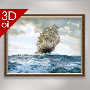 Montague Dawson Wall Art - The Proud Ship | Museum Quality 3D Oil Canvas Print of Famous Artist Painting