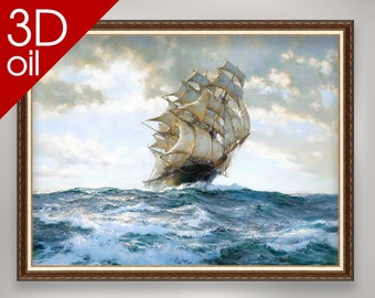 Montague Dawson Wall Art - The Proud Ship | Museum Quality 3D Oil Canvas Print of Famous Artist Painting