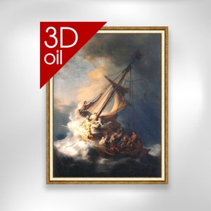 Rembrandt - Christ in the Storm on the Lake of Galilee | Museum Quality 3D Oil Canvas Print of Famous Artist Painting