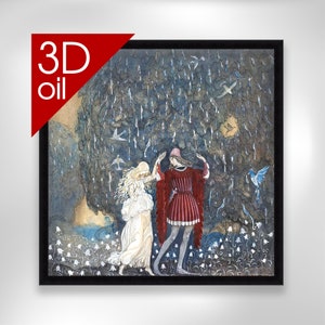 John Bauer - Lena dances with the knight | Museum Quality 3D Oil Canvas Print of Famous Artist Painting