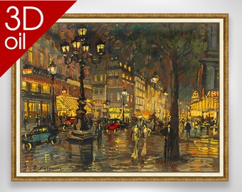 A night in Paris - Konstantin Korovin  | Museum Quality 3D Oil Canvas Print of Famous Artist Painting