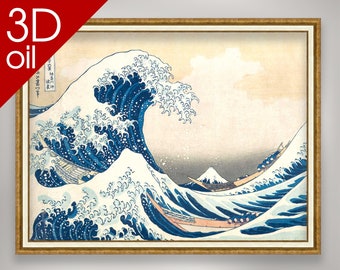 The Great Wave off the Coast of Kanagawa - Katsushika Hokusai  | Museum Quality 3D Oil Canvas Print of Famous Artist Painting