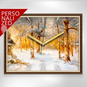 Decorative Wall Clock Rectangle Wall Clock Art Deco Unique Wall Clock Stylish Office Custom Painting Wall Clock Karl Rozen  Winter landscape