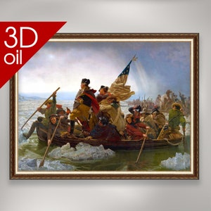 Washington Crossing the Delaware  - Emanuel Leutze | Museum Quality 3D Oil Canvas Print of Famous Artist Painting