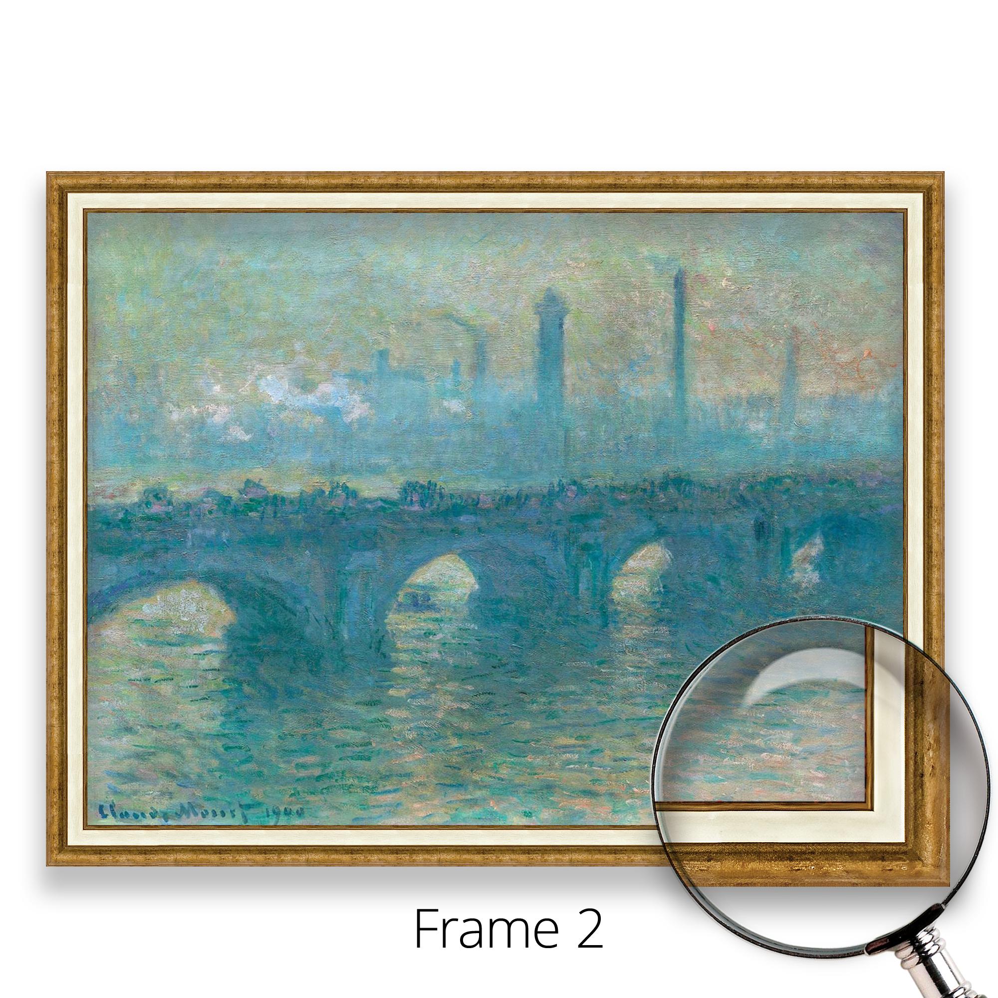 Claude Monet、WATERLOO BRIDGE、画集画、新品額装付 Claude Monet - Waterloo Bridge, Gray Weather | Museum Quality 3D
