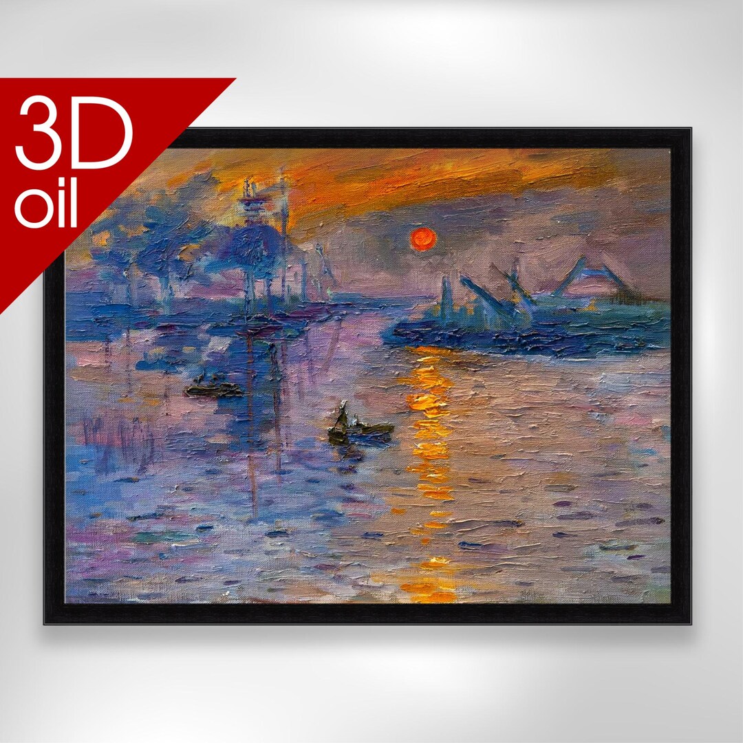 Impression Sunrise Claude Monet Museum Quality 3D Oil Canvas Print impression-sunrise-claude-monet-museum-quality-3d-oil-canvas-print