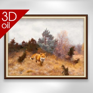 Fox - Bruno Liljefors Wall Art | Museum Quality 3D Oil Canvas Print of Famous Artist Painting
