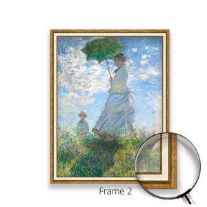 Claude Monet - Mujer con sombrilla - madame / Impresión en lienzo al óleo 3D con calidad de museo de una pintura del famoso artista 3D OIL Frame2