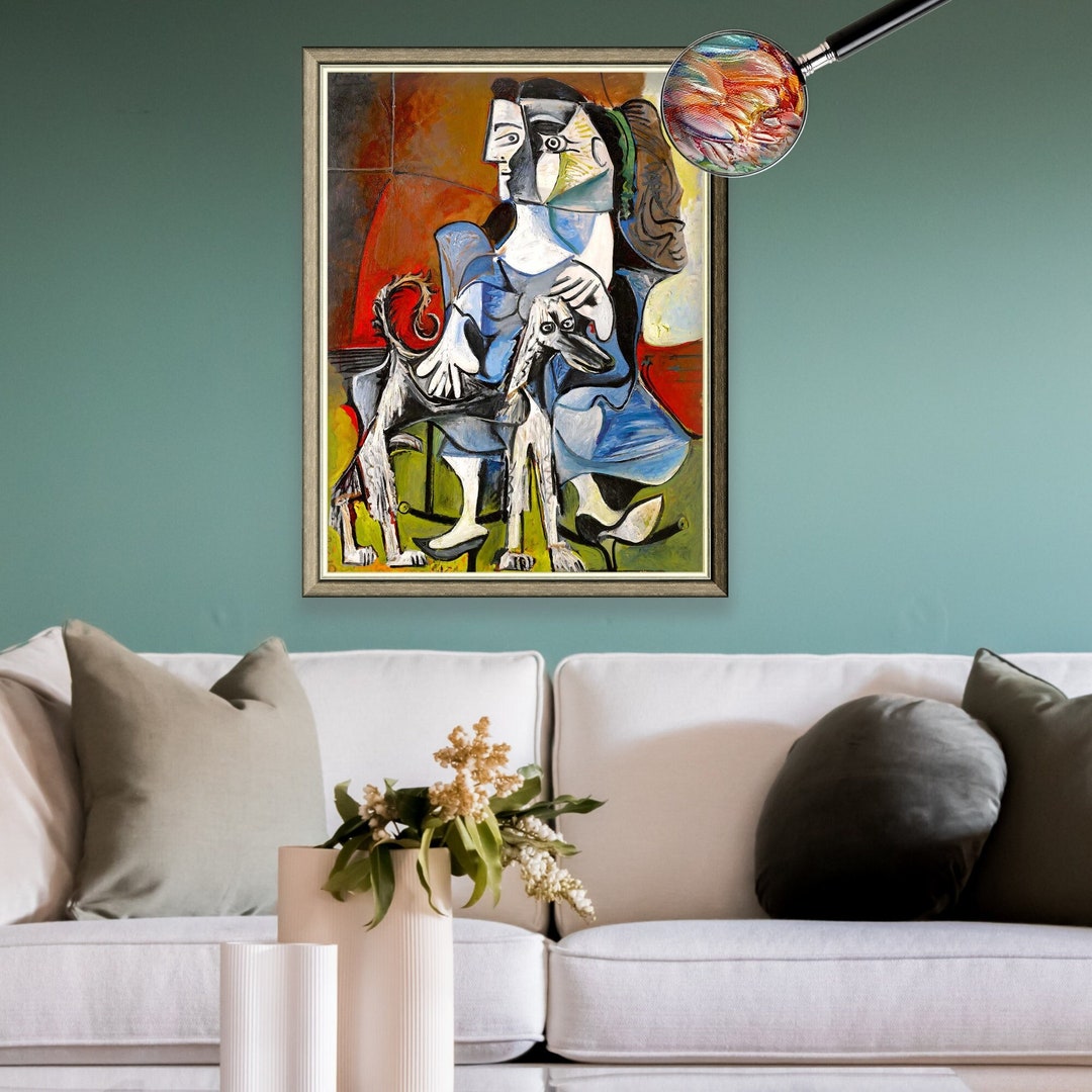 Pablo Picasso Woman and Dog Museum Quality 3D Oil Canvas