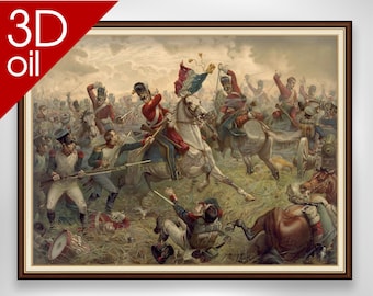 Waterloo Battle - Napoleon Bonaparte War  | Museum Quality 3D Oil Canvas Print of Famous Artist Painting