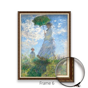 Claude Monet - Mujer con sombrilla - madame / Impresión en lienzo al óleo 3D con calidad de museo de una pintura del famoso artista 3D OIL Frame6