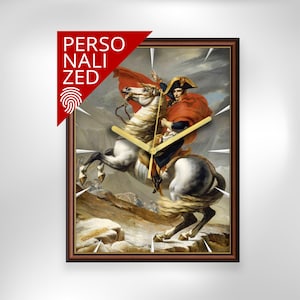 Decorative Wall Clock Art Deco Unique Stylish Office Custom Painting Wall Clock Napoleon Bonaparte Crossing the Alps - Jacques Louis David