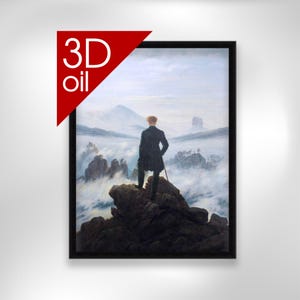 Caspar David Friedrich - Wanderer above the sea of fog | Museum Quality 3D Oil Canvas Print of Famous Artist Painting
