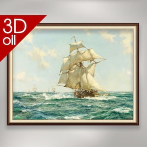 The Fleet Messenger - Montague Dawson | Museum Quality 3D Oil Canvas Print of Famous Artist Painting