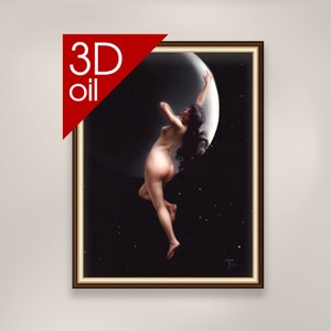 Falero Luis Ricardo - Moon nymph  | Museum Quality 3D Oil Canvas Print of Famous Artist Painting