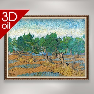 Vincent van Gogh - Oliveraie | Impression 3D sur toile, qualité musée, représentant un artiste célèbre