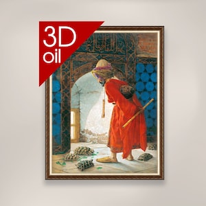 Osman Hamdi Bey - The Tortoise Trainer | Museum Quality 3D Oil Canvas Print of Famous Artist Painting