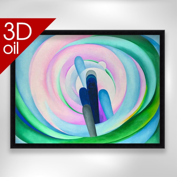 Grey, Blue and Black - Pink-Circle - Georgia O’Keeffe | Museum Quality 3D Oil Canvas Print of Famous Artist Painting