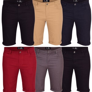Spindle New Mens Slim Fit Stretch Cotton Chino Shorts Summer Smart Casual Turn Up Short