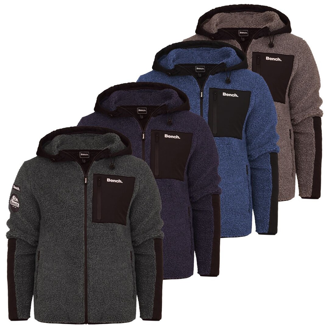 Bench Mens Full Zip Sherpa Fleece Jacket Zip Thru Warm Jumper Zip Pockets Etsy UK