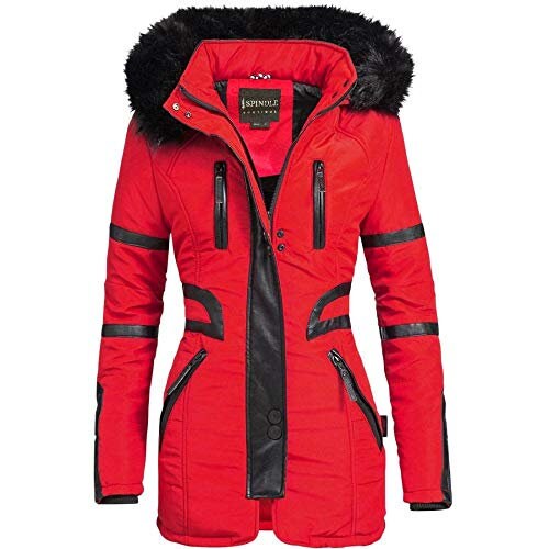 Spindle Womens Designer Warm Winter Parka Quilted Hooded Long Coat