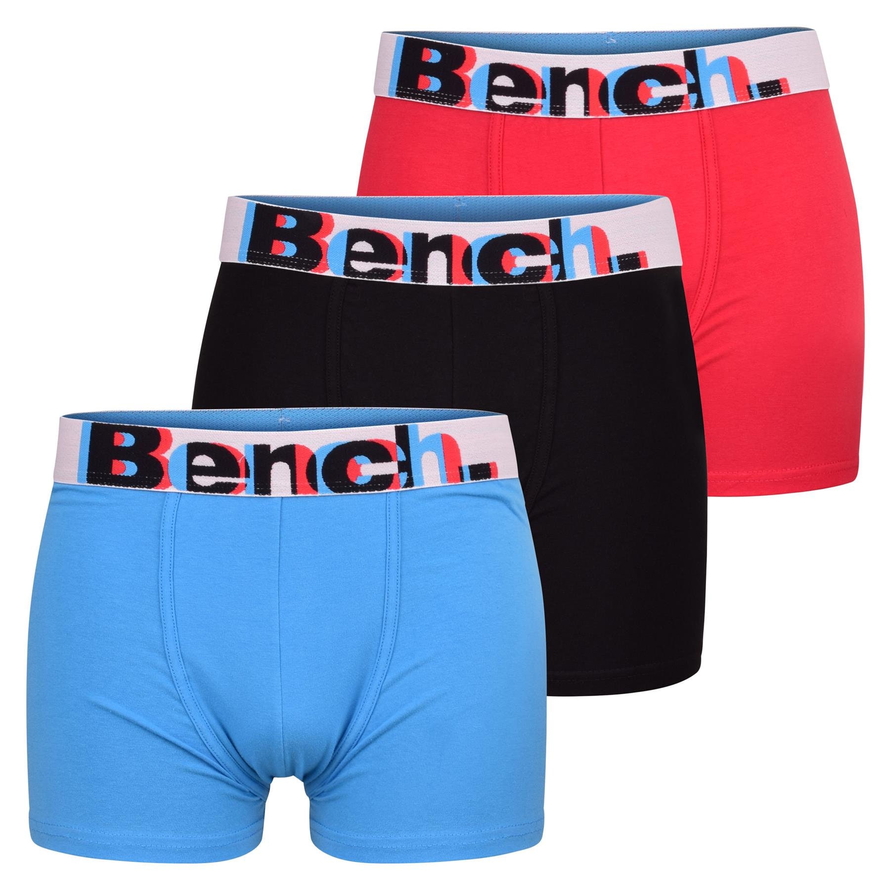 Bench 3 Pack Men's Boxers Underwear Boxer Shorts Under Pants Gift Set Blue  Red -  UK