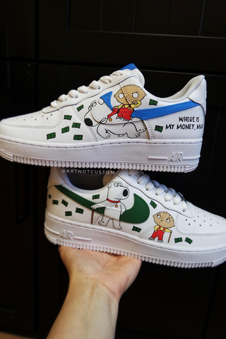 FAMILY GUY * AF1 custom shoes * hand-painted shoes x airbrush * made to order * air force 1 | triple white image 1