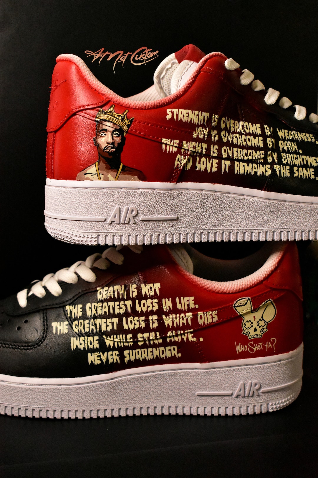 2PAC Custom Shoes AF1 Air Force 1 Nike MADE TO ORDER Hand painted Airbrush Unique Custom Triple White Etsy