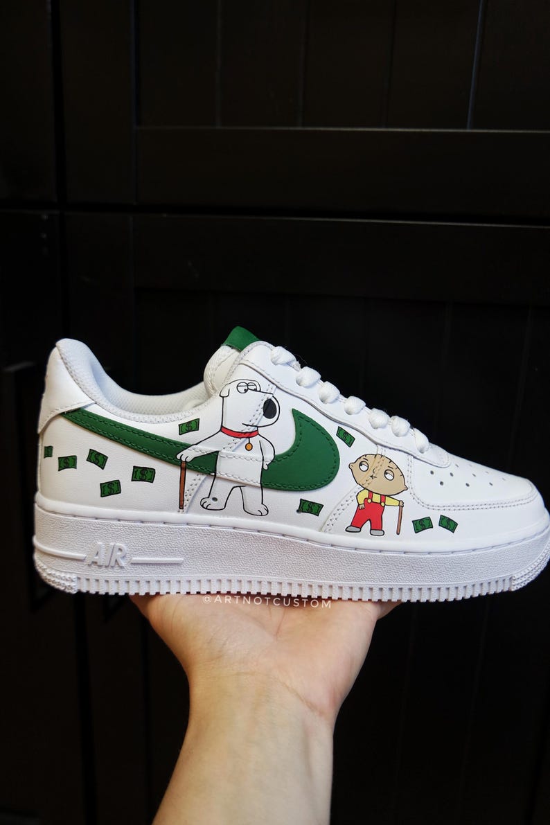 FAMILY GUY * AF1 custom shoes * hand-painted shoes x airbrush * made to order * air force 1 | triple white image 2