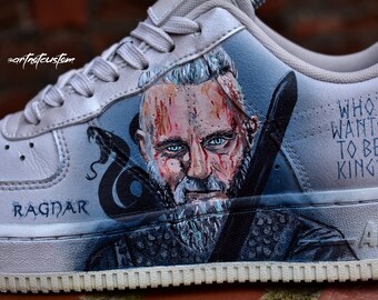 VIKINGS Custom Shoes Unique Design Made to Order Movie Series Hand painted Shoes Collection Air Force 1 Triple White Etsy