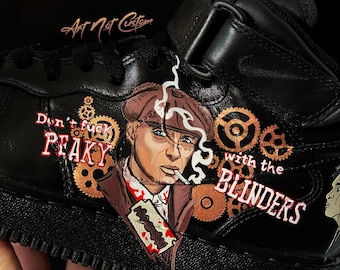 Peaky Blinders custom shoes. Sneakers. Air force 1. AF1. Custom made. Made to order | triple white