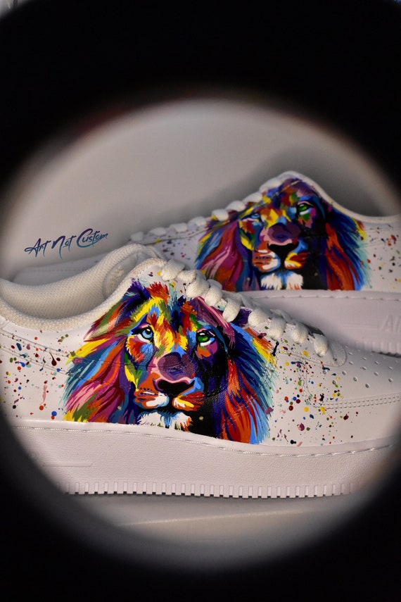 Lion Custom Shoes Air Force 1 Hand painted Shoes Unique Desing Etsy