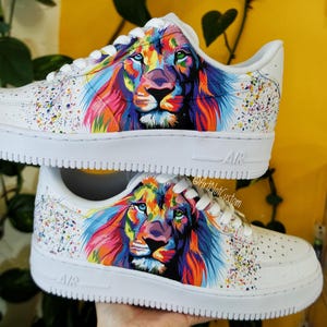 Löwe personalisierten Schuhe Air Force 1 Handbemalte Schuhe Einzigartiges Design