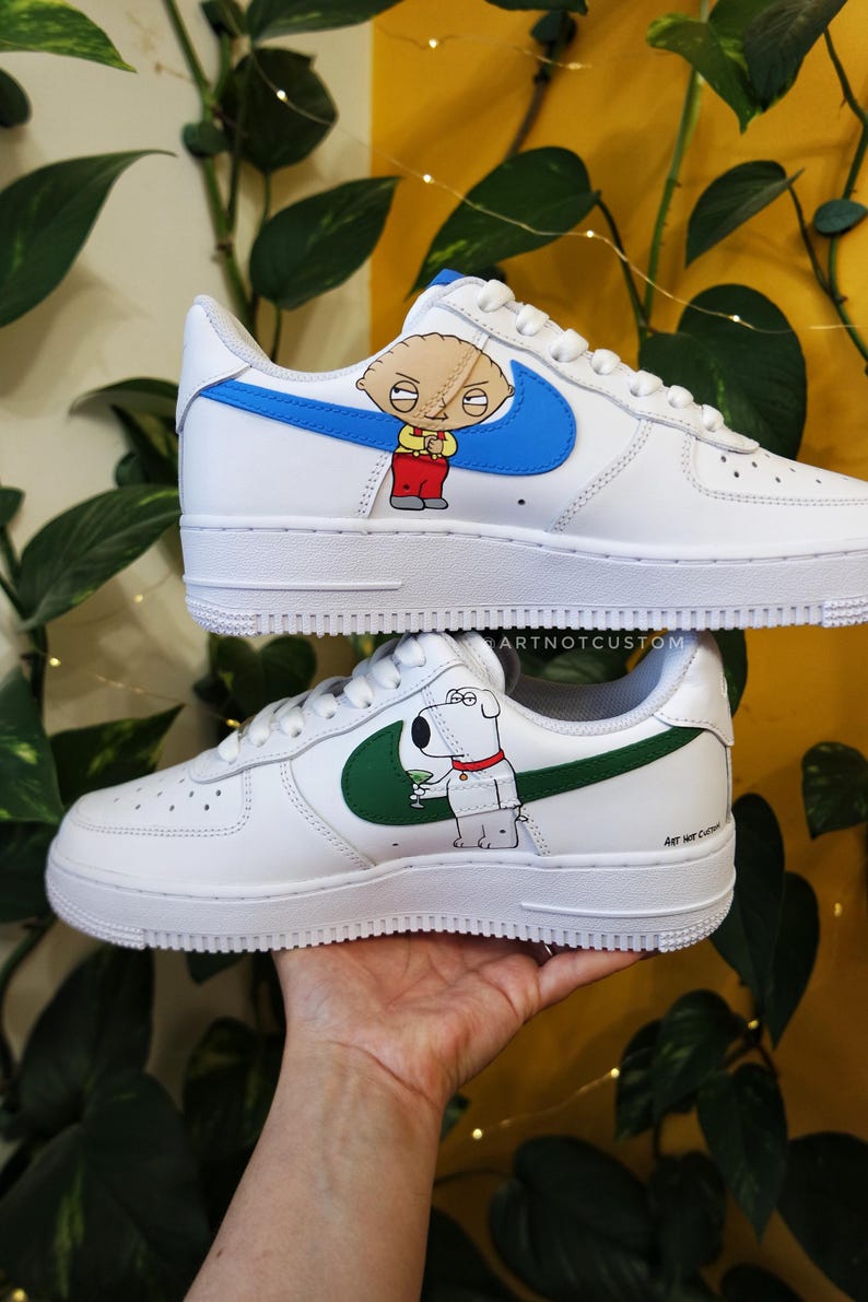 FAMILY GUY * AF1 custom shoes * hand-painted shoes x airbrush * made to order * air force 1 | triple white image 8