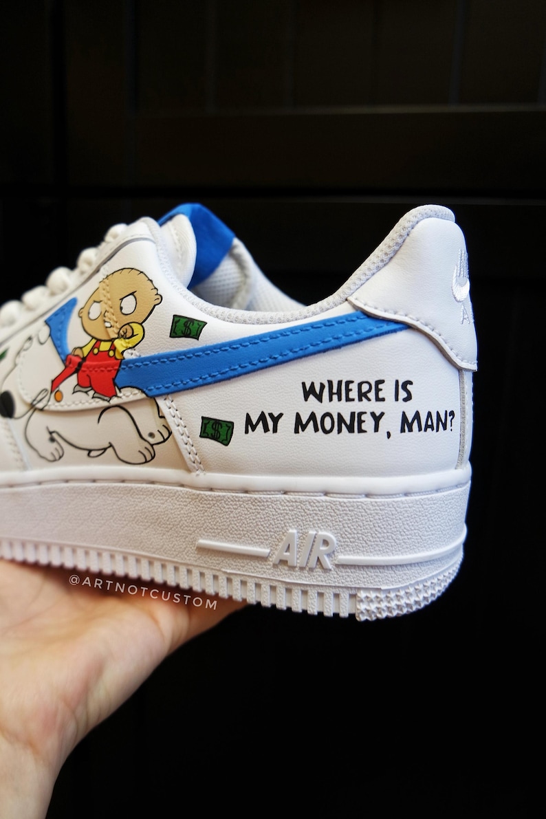 FAMILY GUY * AF1 custom shoes * hand-painted shoes x airbrush * made to order * air force 1 | triple white image 6