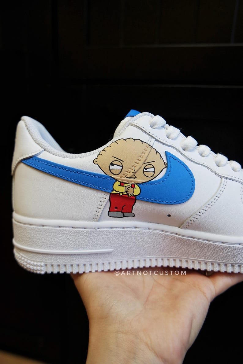 FAMILY GUY * AF1 custom shoes * hand-painted shoes x airbrush * made to order * air force 1 | triple white image 7
