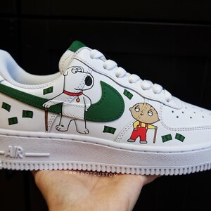 FAMILY GUY * AF1 custom shoes * hand-painted shoes x airbrush * made to order * air force 1 | triple white image 3