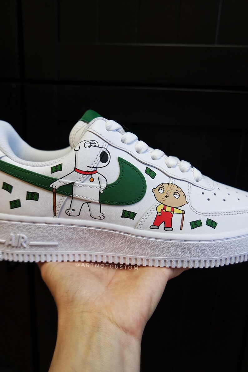 FAMILY GUY * AF1 custom shoes * hand-painted shoes x airbrush * made to order * air force 1 | triple white image 3