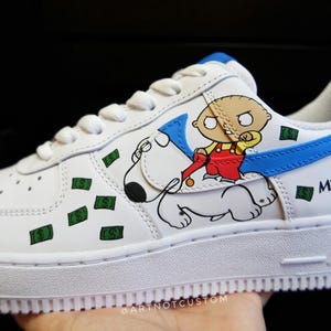 FAMILY GUY * AF1 custom shoes * hand-painted shoes x airbrush * made to order * air force 1 | triple white image 5