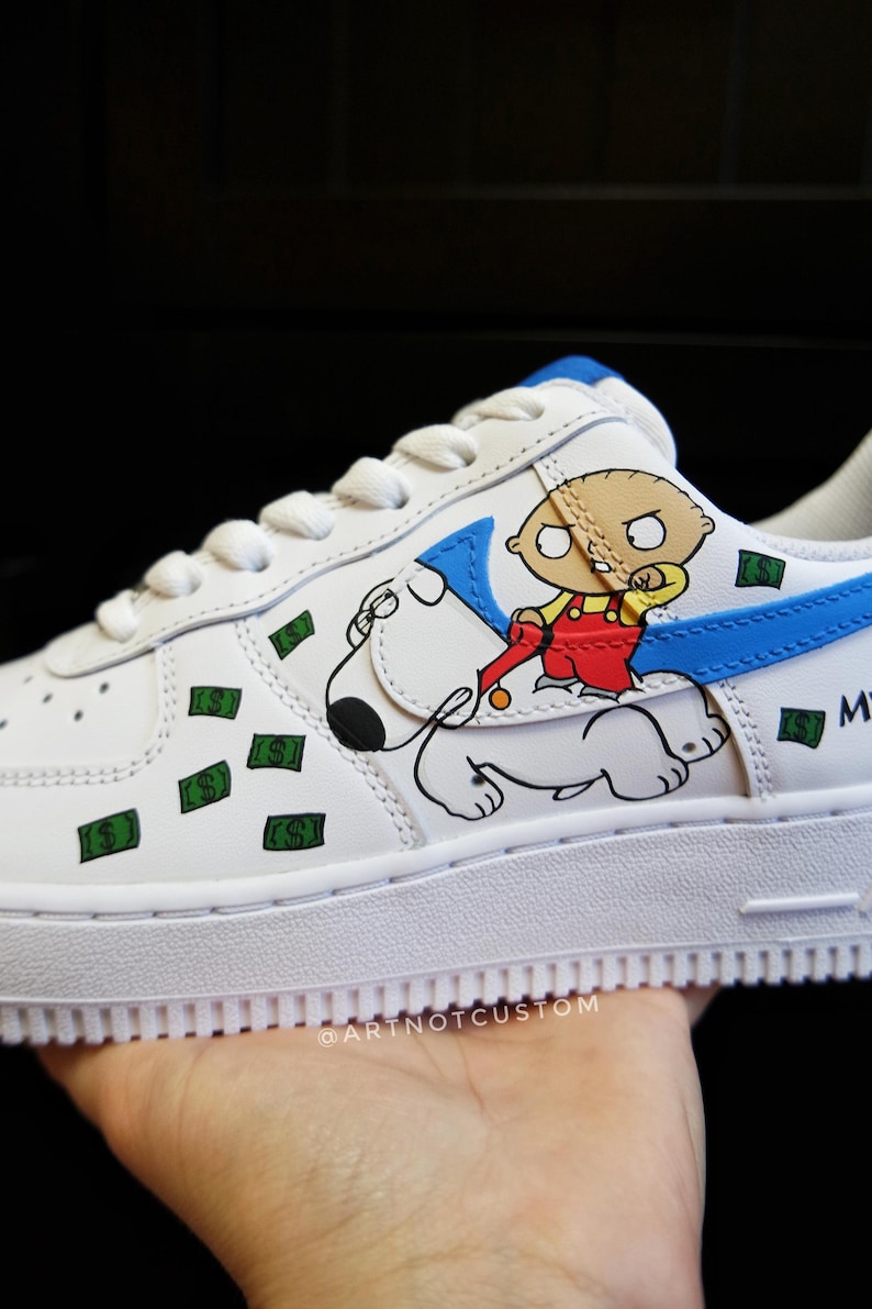 FAMILY GUY * AF1 custom shoes * hand-painted shoes x airbrush * made to order * air force 1 | triple white image 5