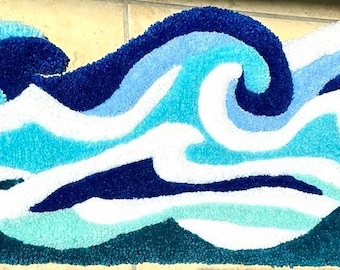 SOLD!!! Ocean waves. Handmade tufting rug.
