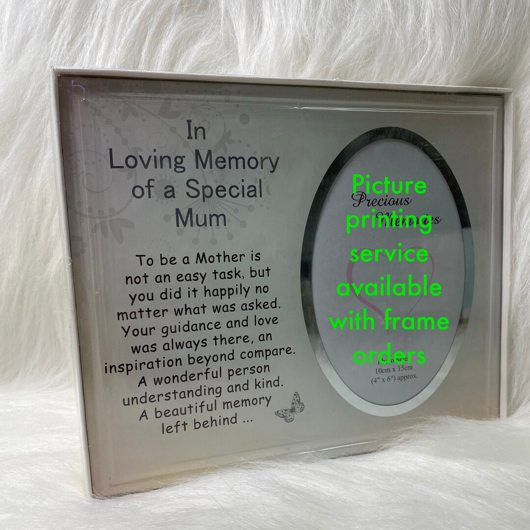 Mum in Loving Memory Memorial Glass Photo Frame Memorial Etsy